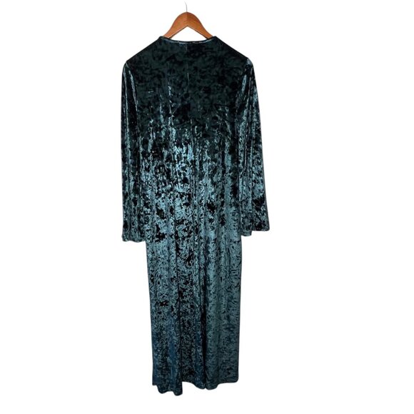 Witchy Whimsigoth Fairy Grunge Maxi Velvet Duster Green Flare Sleeve Small - Picture 3 of 8